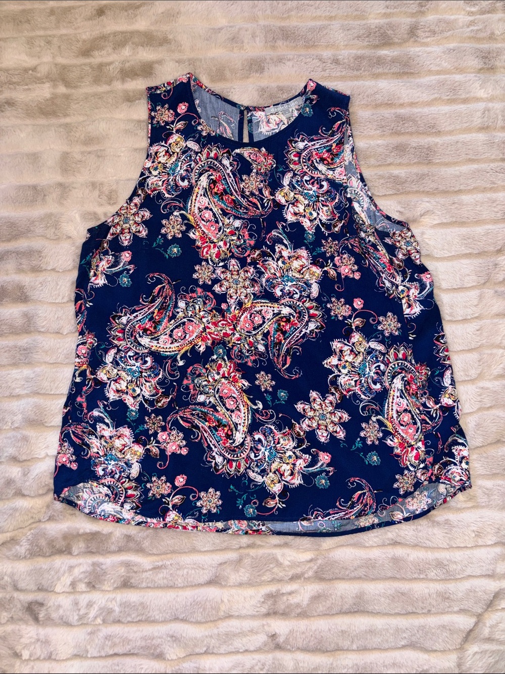 Daniel Rainn Navy Paisley Floral Sleeveless Tank